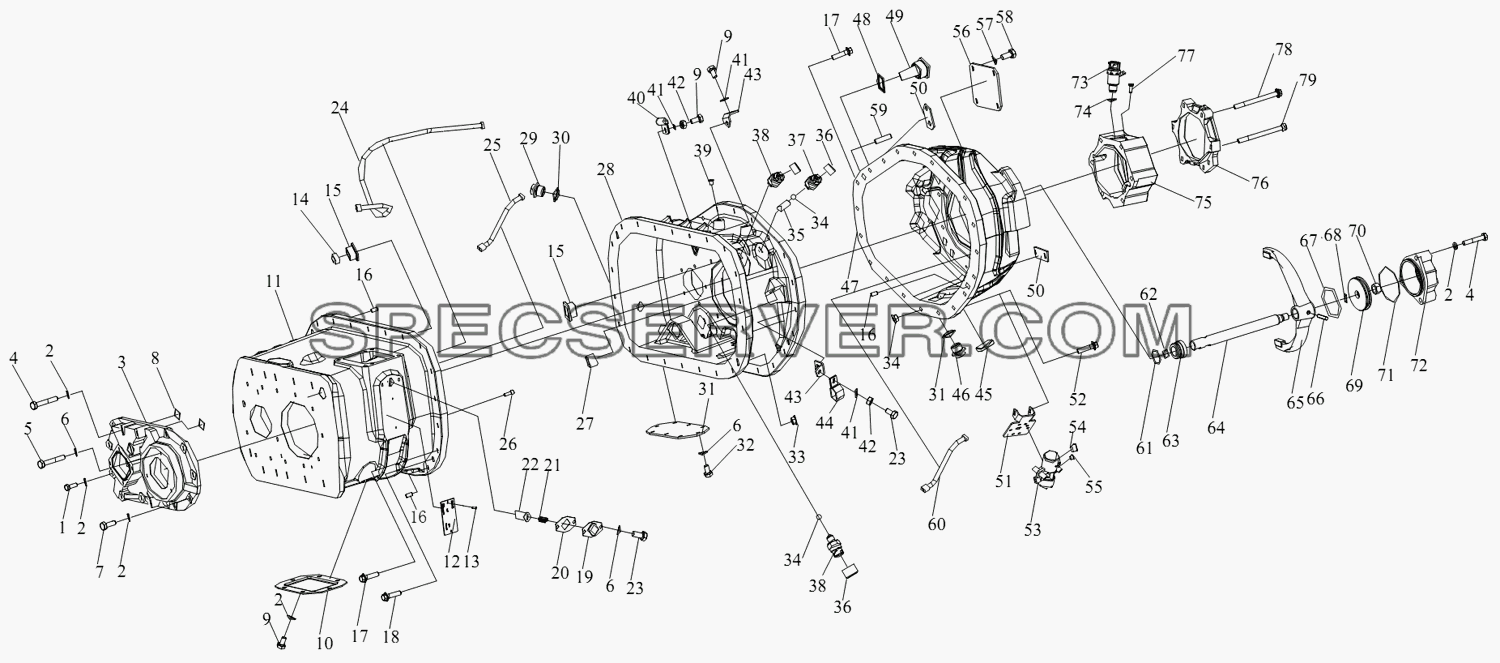 Корпус коробки передач для СА-4180 (P66K2A) (список запасных частей)