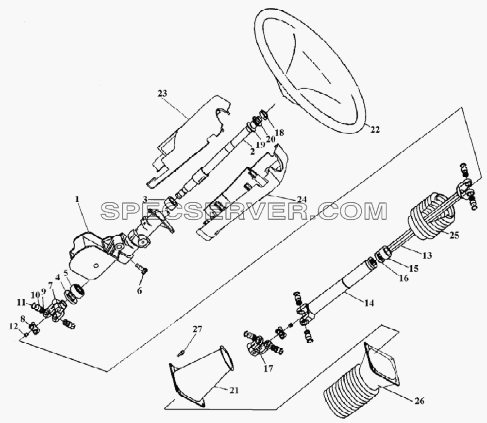 Рулевое колесо и поворотный привод для СА-4180 (P66K2A) (список запасных частей)