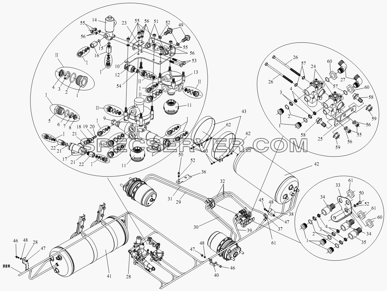 Тормозная магистраль (задняя часть шасси) для СА-4180 (P66K2A) (список запасных частей)