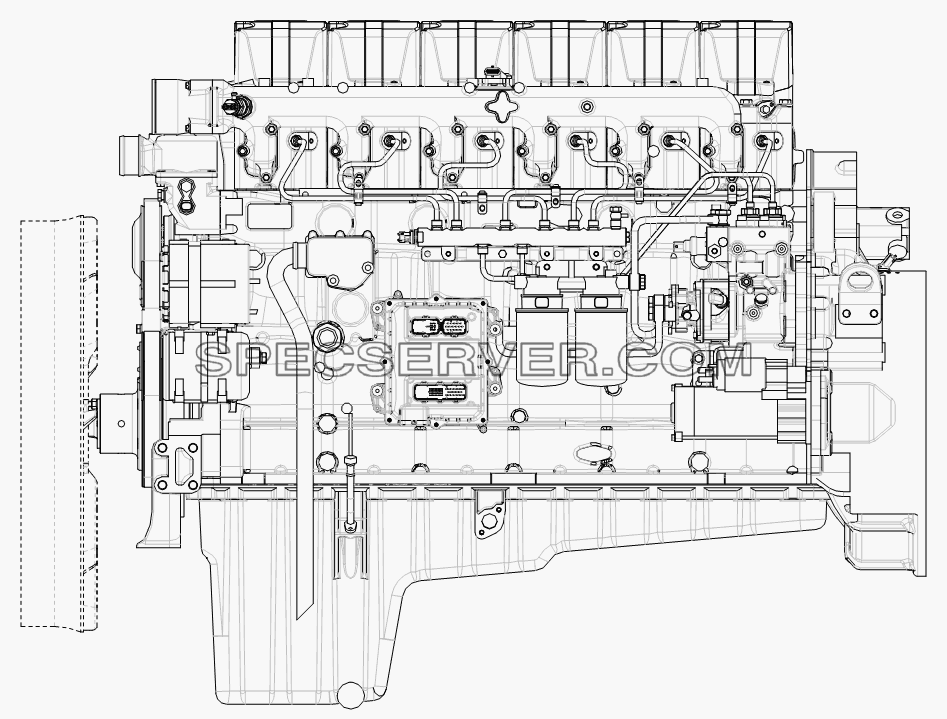 Двигатель (вид слева) для СА-4250 (P66K22T1A1EX) (список запасных частей)