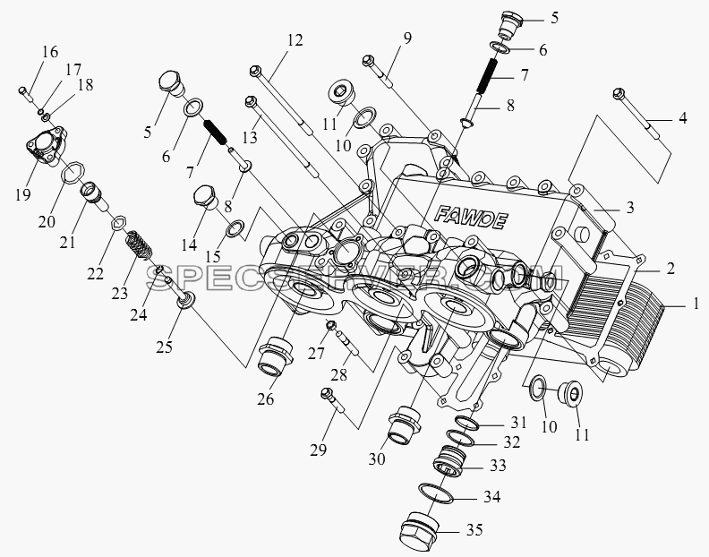 Охладитель моторного масла для СА-4250 (P66K22T1A1EX) (список запасных частей)
