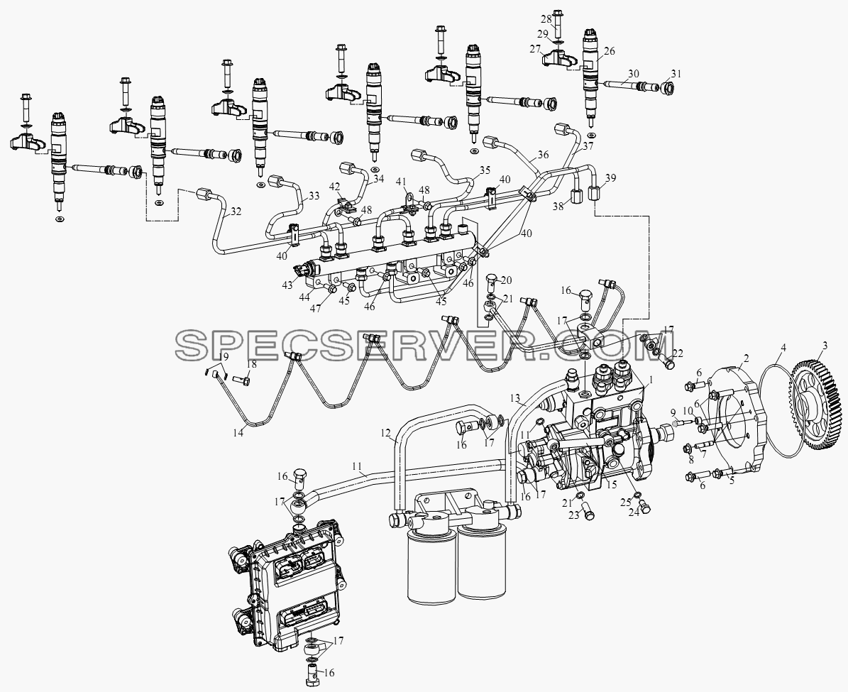 Система подачи топлива для СА-4250 (P66K22T1A1EX) (список запасных частей)