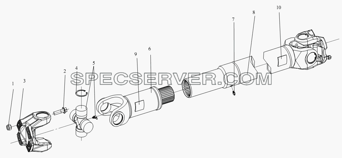 Трансмиссия среднего моста (коробка переключения скоростей ZF16S181) для СА-4250 (P66K22T1A1EX) (список запасных частей)