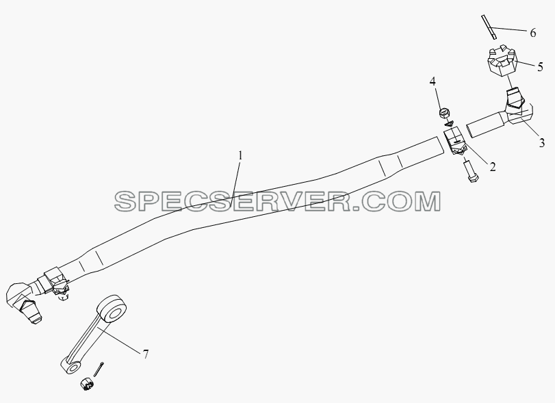 Поворотный продольный рычаг (F7N) для СА-4250 (P66K22T1A1EX) (список запасных частей)