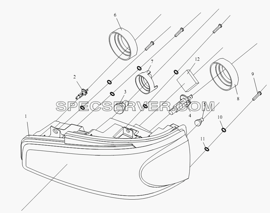 Комбинированная передняя фара для СА-4250 (P66K22T1A1EX) (список запасных частей)