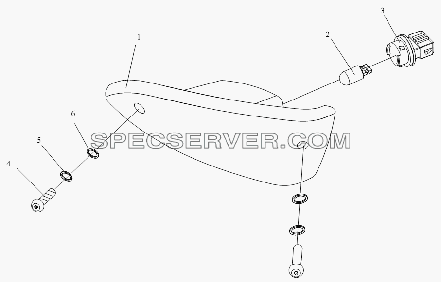 Задняя габаритная фара (плоская крышка) для СА-4250 (P66K22T1A1EX) (список запасных частей)