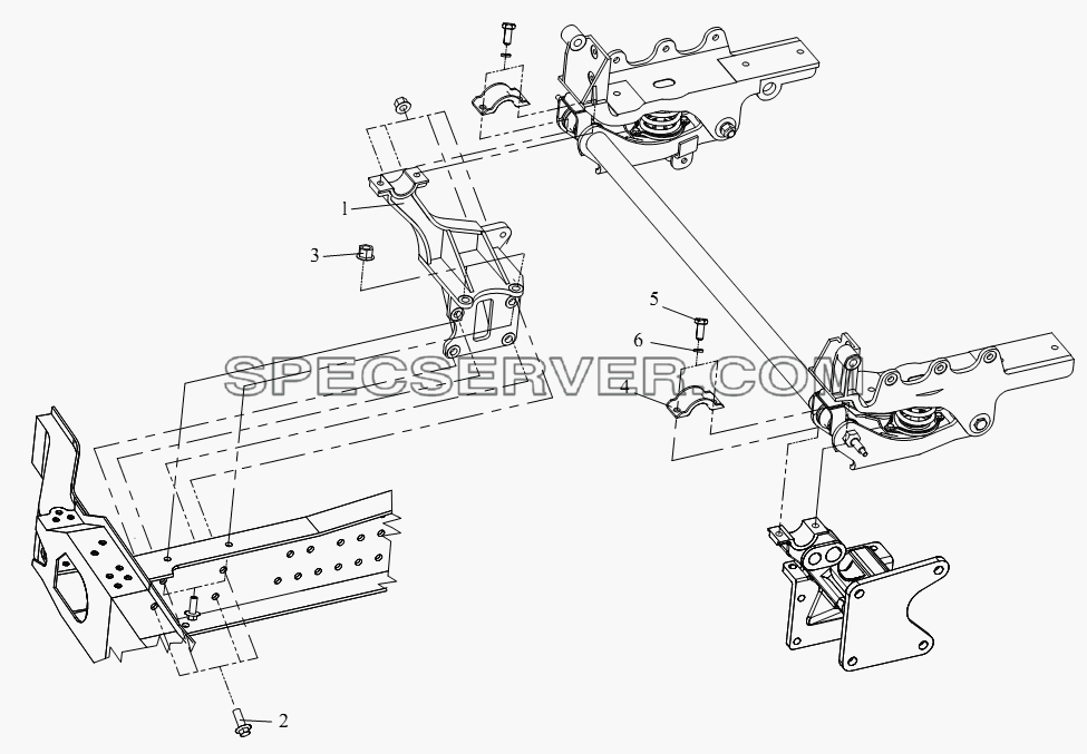 Устройство передней подвески кабины (I) для СА-4250 (P66K22T1A1EX) (список запасных частей)