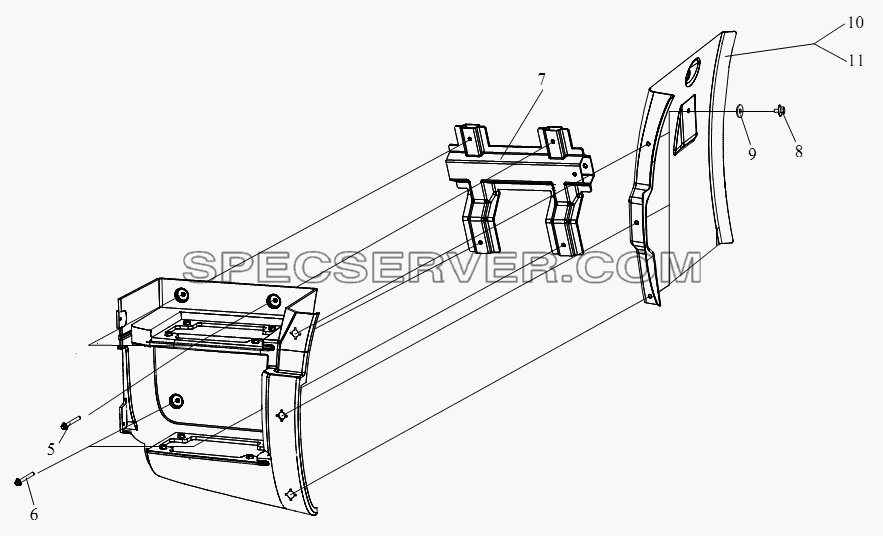 Ступенька и передний брызговик (II) для СА-4250 (P66K22T1A1EX) (список запасных частей)
