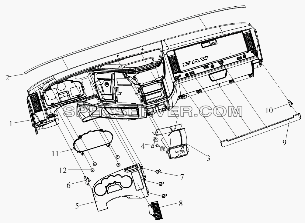 Блок приборной панели (III) для СА-4250 (P66K22T1A1EX) (список запасных частей)