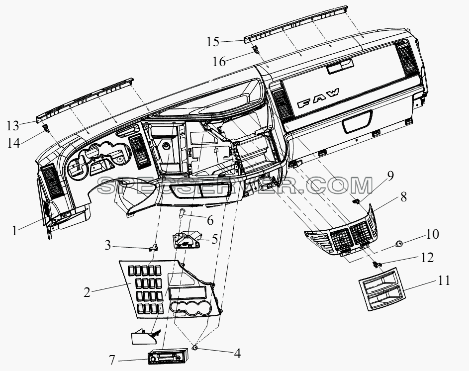 Блок приборной панели (IV) для СА-4250 (P66K22T1A1EX) (список запасных частей)