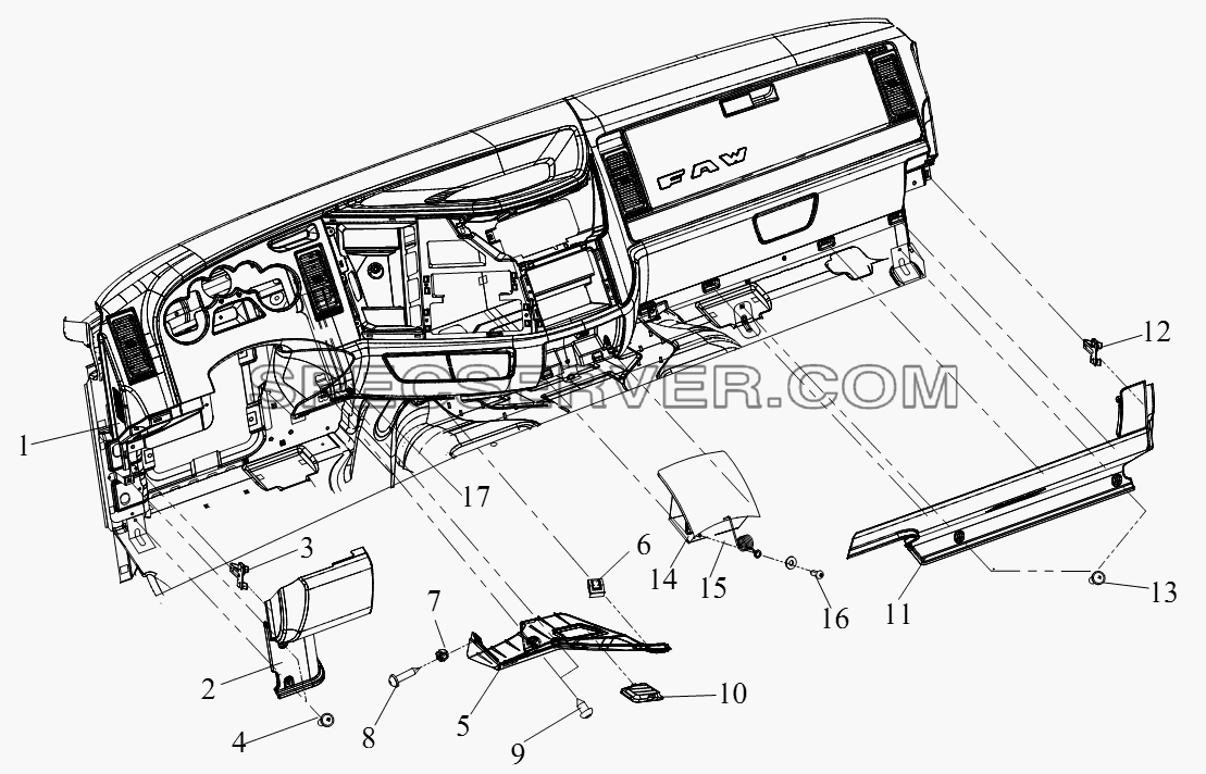 Блок приборной панели (VI) для СА-4250 (P66K22T1A1EX) (список запасных частей)