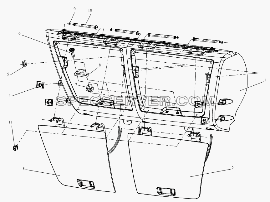 Блок высокого короба (VI, высокая крыша) для СА-4250 (P66K22T1A1EX) (список запасных частей)