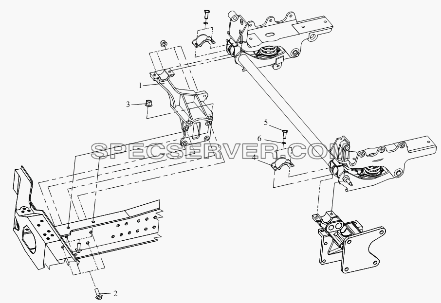 Устройство передней подвески кабины (I) для СА-4250 (P66K2T1A1EX) (список запасных частей)