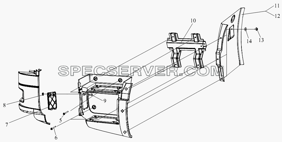 Ступенька и передний брызговик (II) для СА-4250 (P66K2T1A1EX) (список запасных частей)