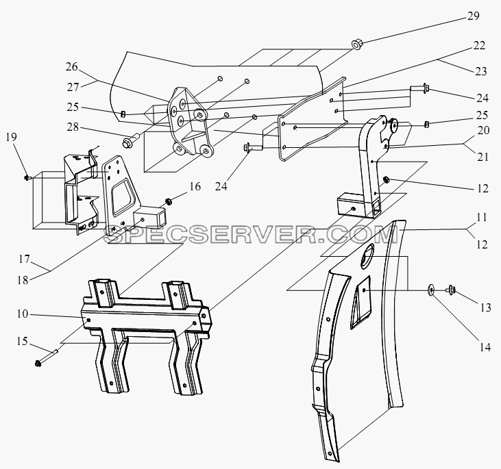 Ступенька и передний брызговик (III) для СА-4250 (P66K2T1A1EX) (список запасных частей)