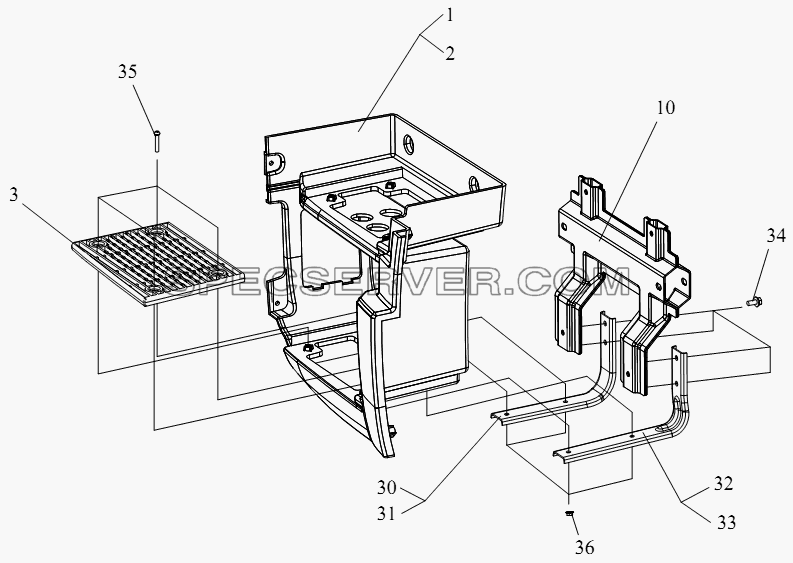Ступенька и передний брызговик (IV) для СА-4250 (P66K2T1A1EX) (список запасных частей)