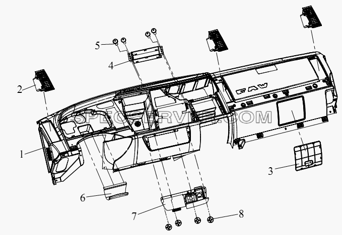 Блок приборной панели (II) для СА-4250 (P66K2T1A1EX) (список запасных частей)