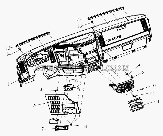 Блок приборной панели (IV) для СА-4250 (P66K2T1A1EX) (список запасных частей)