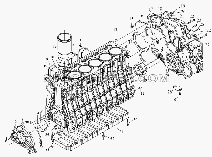 Блок блока-цилиндра для СА-4250 (P66K2T1A1EX) (список запасных частей)