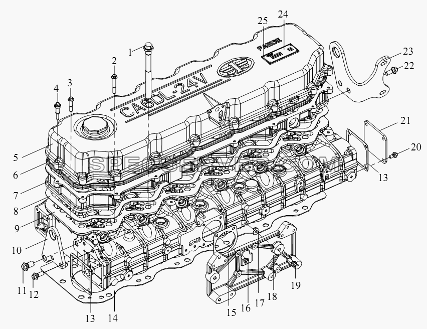 Блок крышки цилиндра для СА-4250 (P66K2T1A1EX) (список запасных частей)