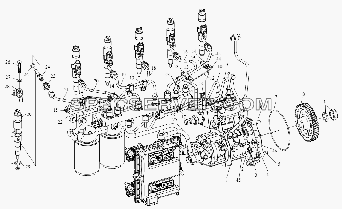 Система подачи топлива (I) для СА-4250 (P66K2T1A1EX) (список запасных частей)