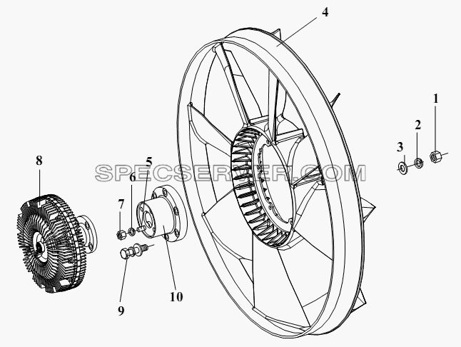 Вентилятор и муфта вентилятора для СА-4250 (P66K2T1A1EX) (список запасных частей)