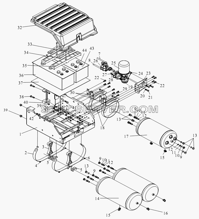 Модуль снабжения энергии пневтормоза и аккумулятора для СА-4250 (P66K2T1A1EX) (список запасных частей)