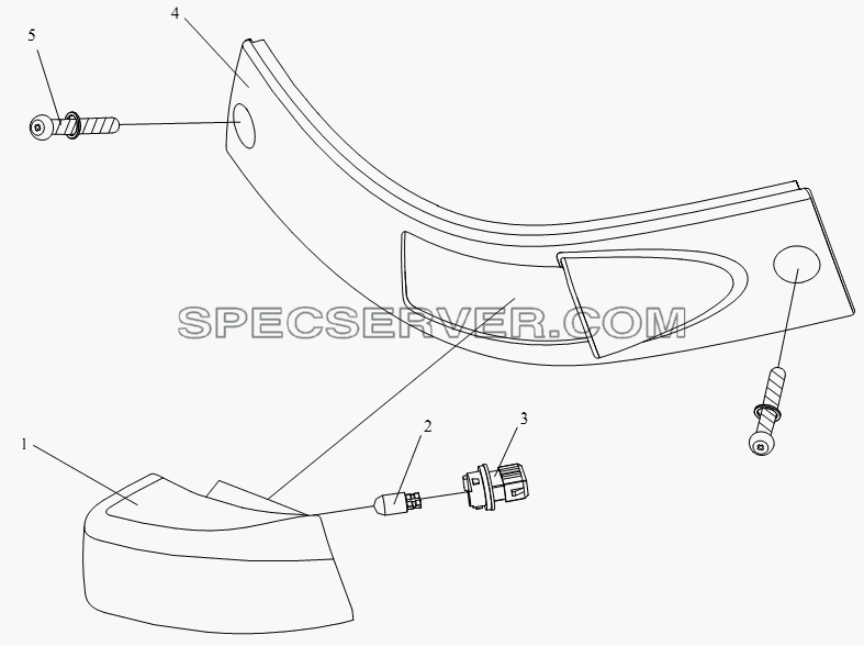 Передняя габаритная фара (высокая крышка) для СА-4250 (P66K2T1A1EX) (список запасных частей)