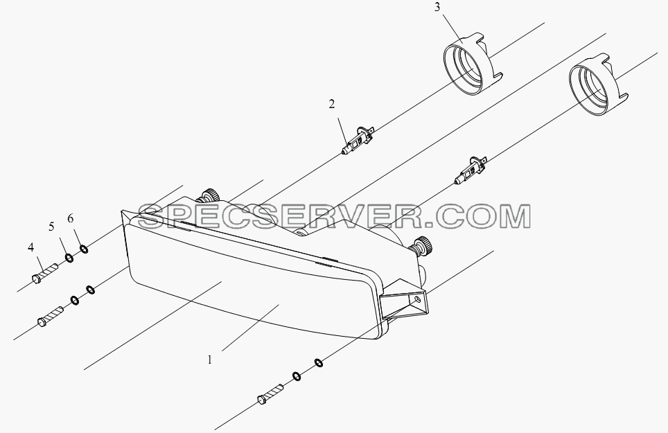 Противотуманная фара для СА-4250 (P66K2T1A1EX) (список запасных частей)