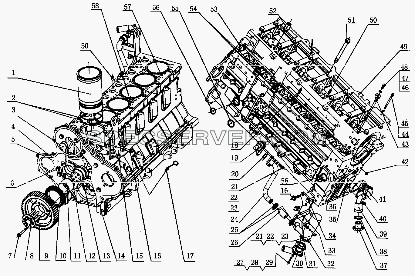 M3000-1002000 Сборка блока цилиндров для Altay-3310 (список запасных частей)