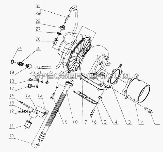М3000-1118000 Сборка турбокомпрессора для Altay-3310 (список запасных частей)