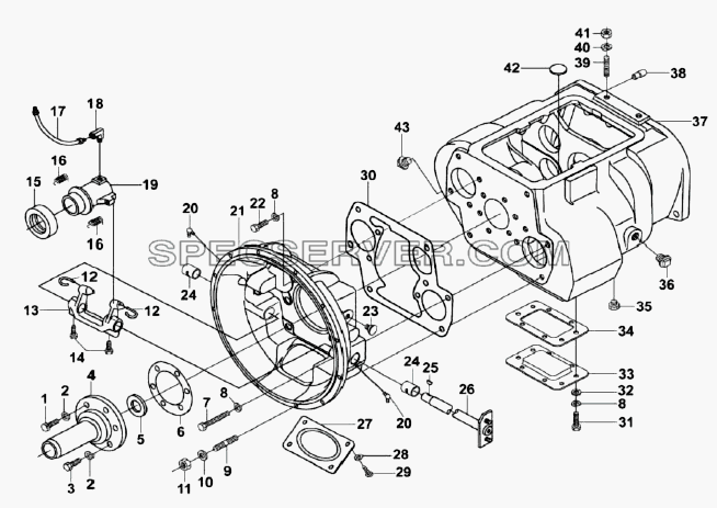 Картер сцепления и коробки передач для Altay-3310 (список запасных частей)