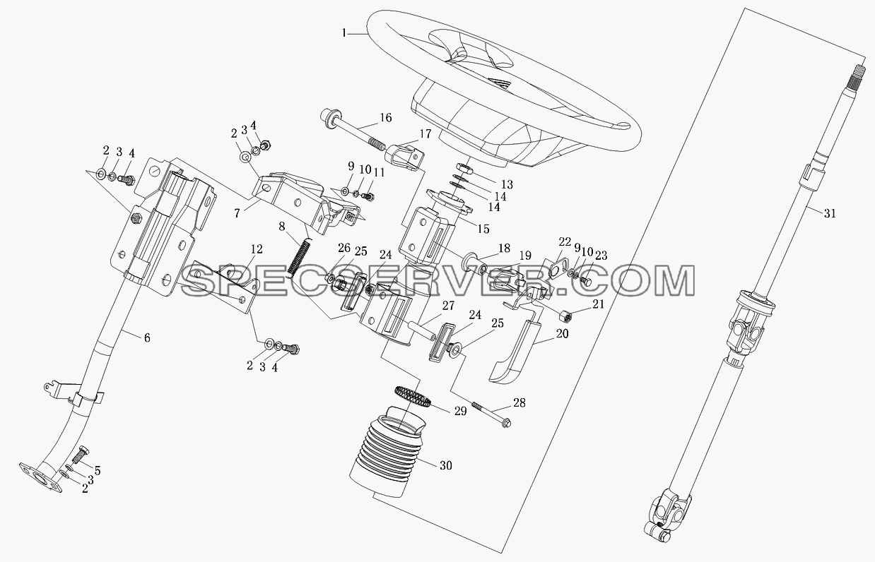 Управление рулевое для Foton-BJ1039 (список запасных частей)