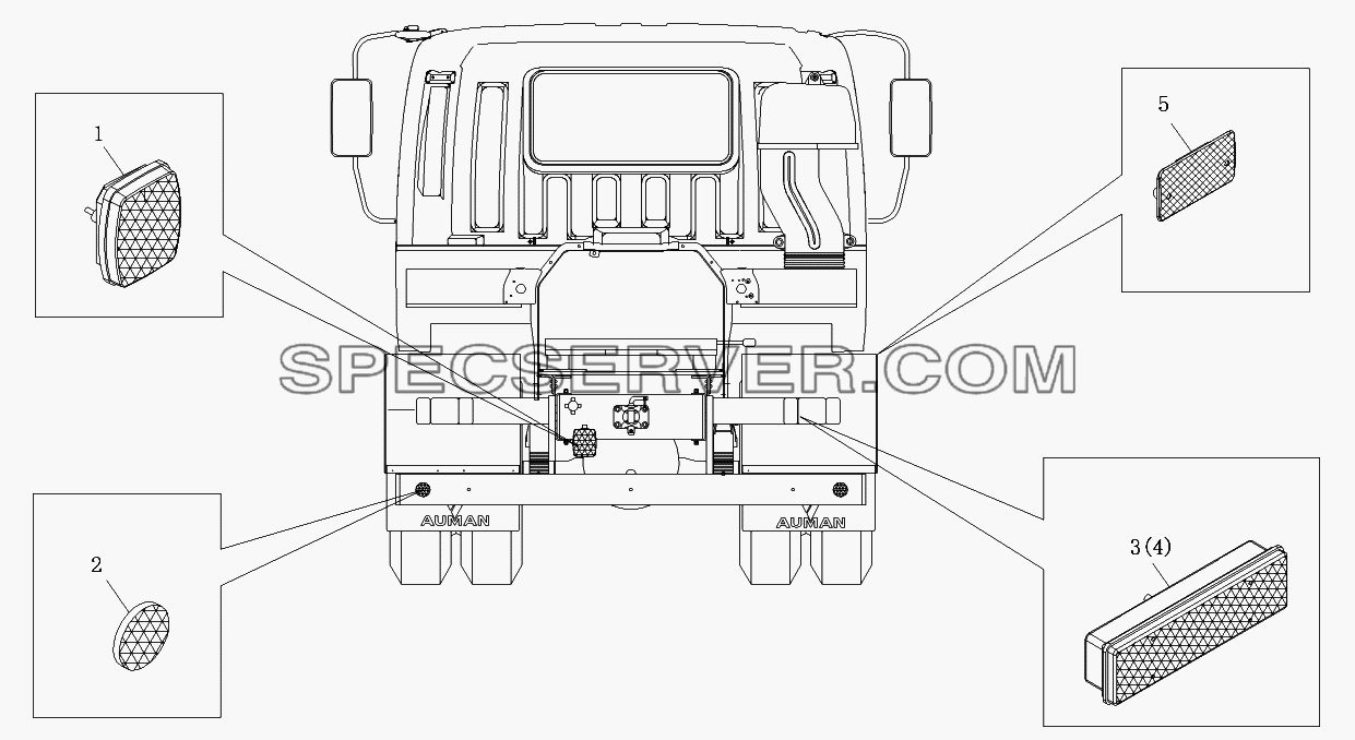 Освещение заднее для Foton-BJ1099 (список запасных частей)