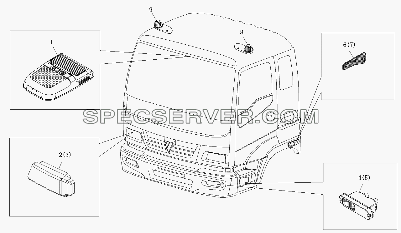Освещение переднее для Foton-BJ1099 (список запасных частей)