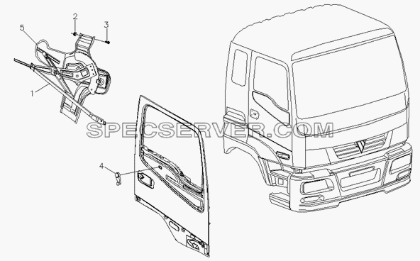 Механизм стеклоподъемника для Foton-BJ3251DLPJB (список запасных частей)