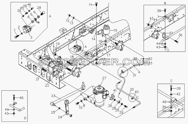Steering box and accessories для Foton-BJ3251DLPJB (список запасных частей)