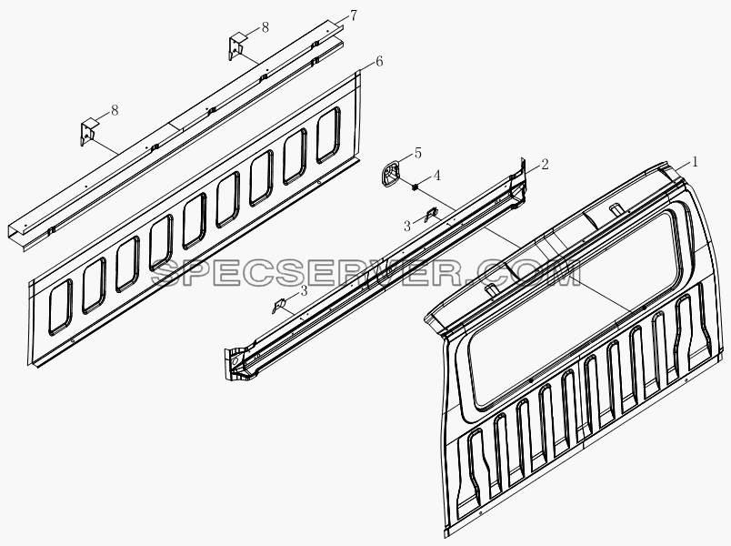 Корпус кузова (сварка задней обшивки) 1SB1805000159 для BJ1039, BJ1049 (Aumark III) (список запасных частей)