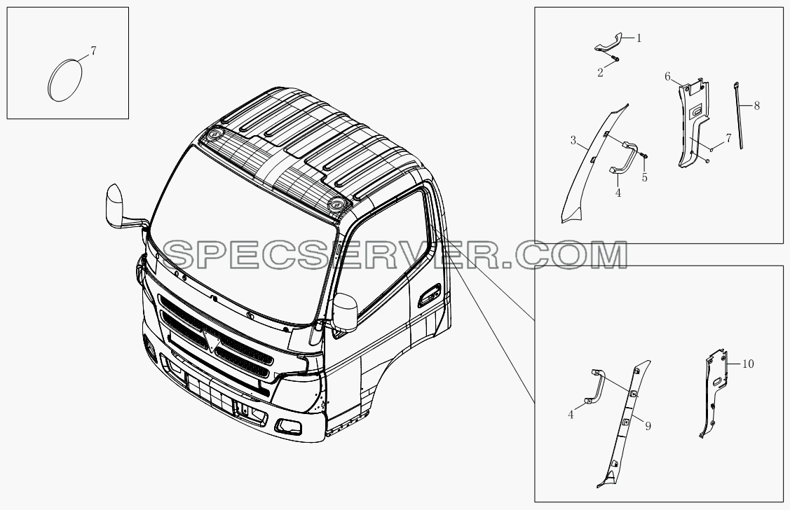 Аксессуары боковой обшивки 1SB1805410101 для BJ1039, BJ1049 (Aumark III) (список запасных частей)