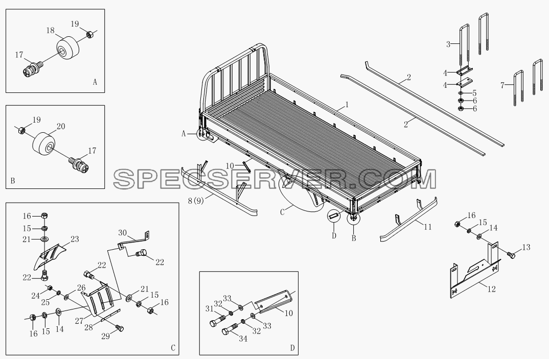 Грузовая платформа 1SB1808500003 для BJ1039, BJ1049 (Aumark III) (список запасных частей)