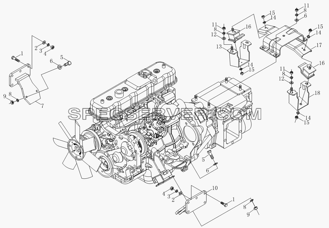 Подвеска силового комплекта 1S10491010104 для BJ1039, BJ1049 (Aumark III) (список запасных частей)