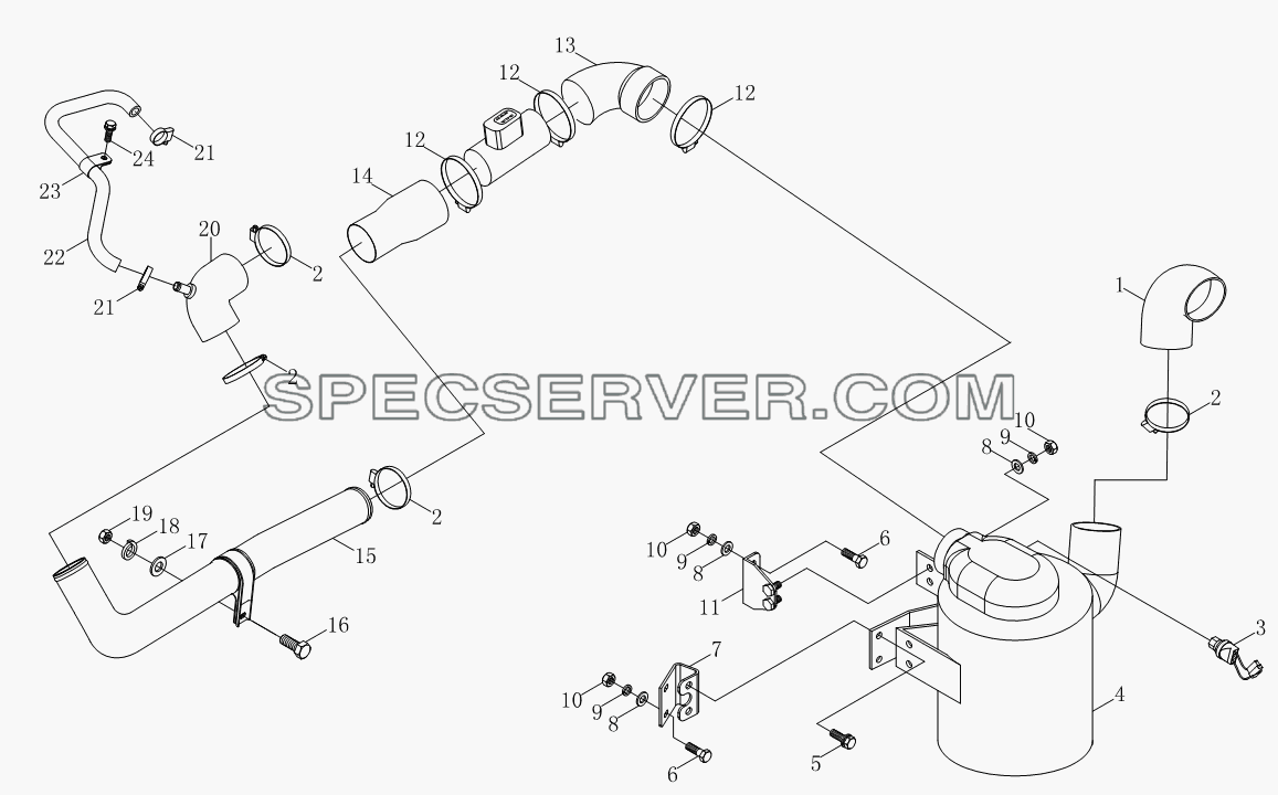 Впускная установка 1S10391190133 для BJ1039, BJ1049 (Aumark III) (список запасных частей)