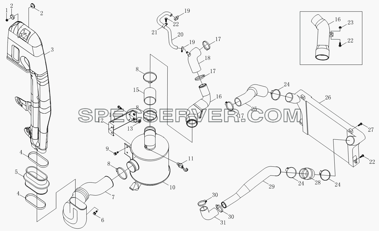 Впускная установка 1S10491190171 для BJ1039, BJ1049 (Aumark III) (список запасных частей)