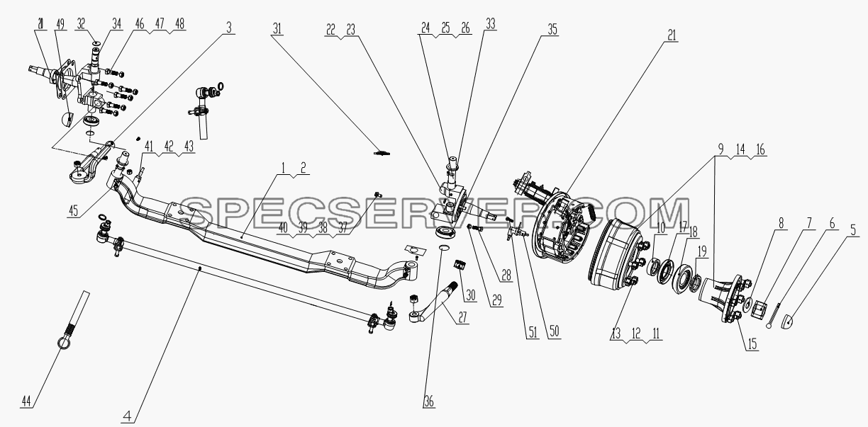 Передний вал 1S10393000118 для BJ1039, BJ1049 (Aumark III) (список запасных частей)