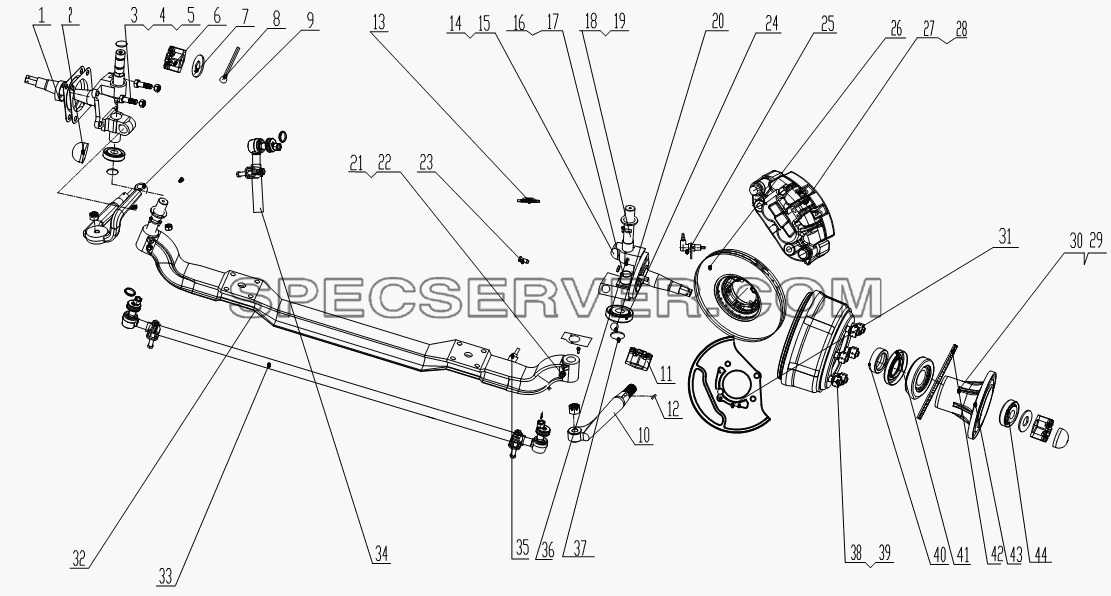 Передний вал 1S10493000115 для BJ1039, BJ1049 (Aumark III) (список запасных частей)