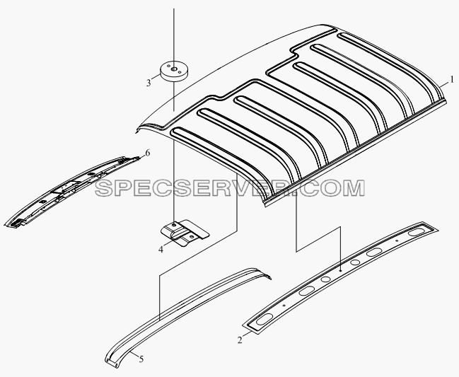1SB2005000102 Корпус кузова (сварочный комплект из верхней траверсы переднего ветрового окна и верхней крышки) для BJ1041, BJ1069 (Ollin) (список запасных частей)