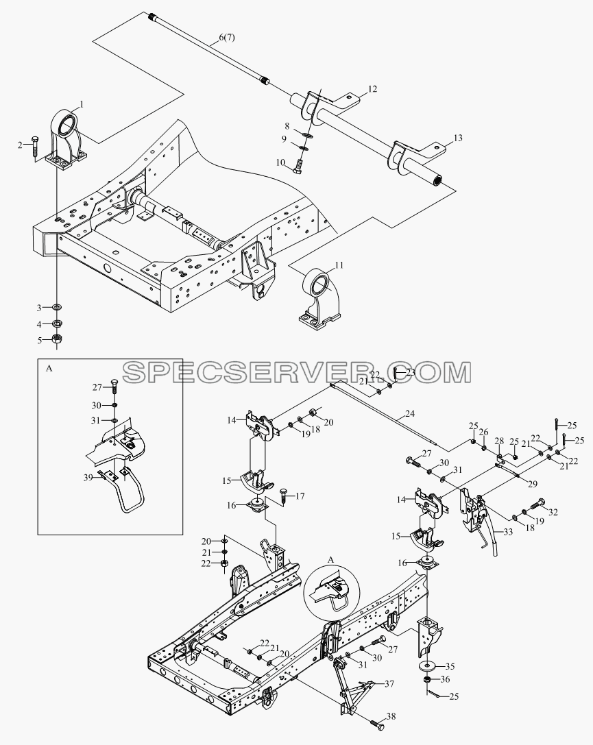 1SB2005020101 Механизм поворачивания и запирания кузова для BJ1041, BJ1069 (Ollin) (список запасных частей)