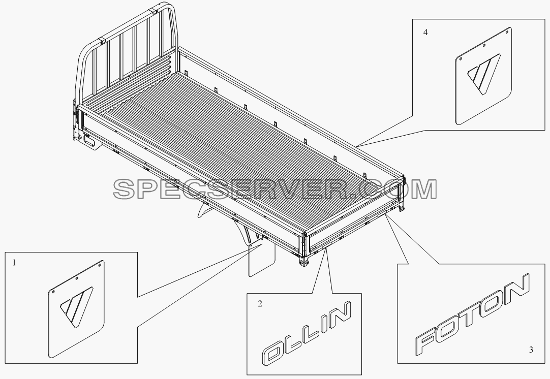 1SB1808570121 Внешняя упаковка кузова-платформы для BJ1041, BJ1069 (Ollin) (список запасных частей)