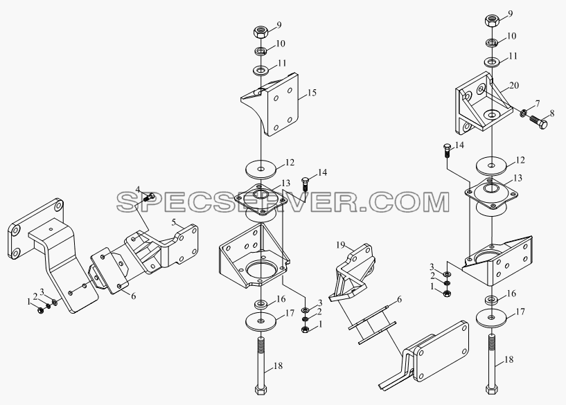 1S10591010101 Подвеска для комплекта силовой установки для BJ1041, BJ1069 (Ollin) (список запасных частей)