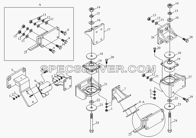 1S10691010103 Подвеска для комплекта силовой установки для BJ1041, BJ1069 (Ollin) (список запасных частей)